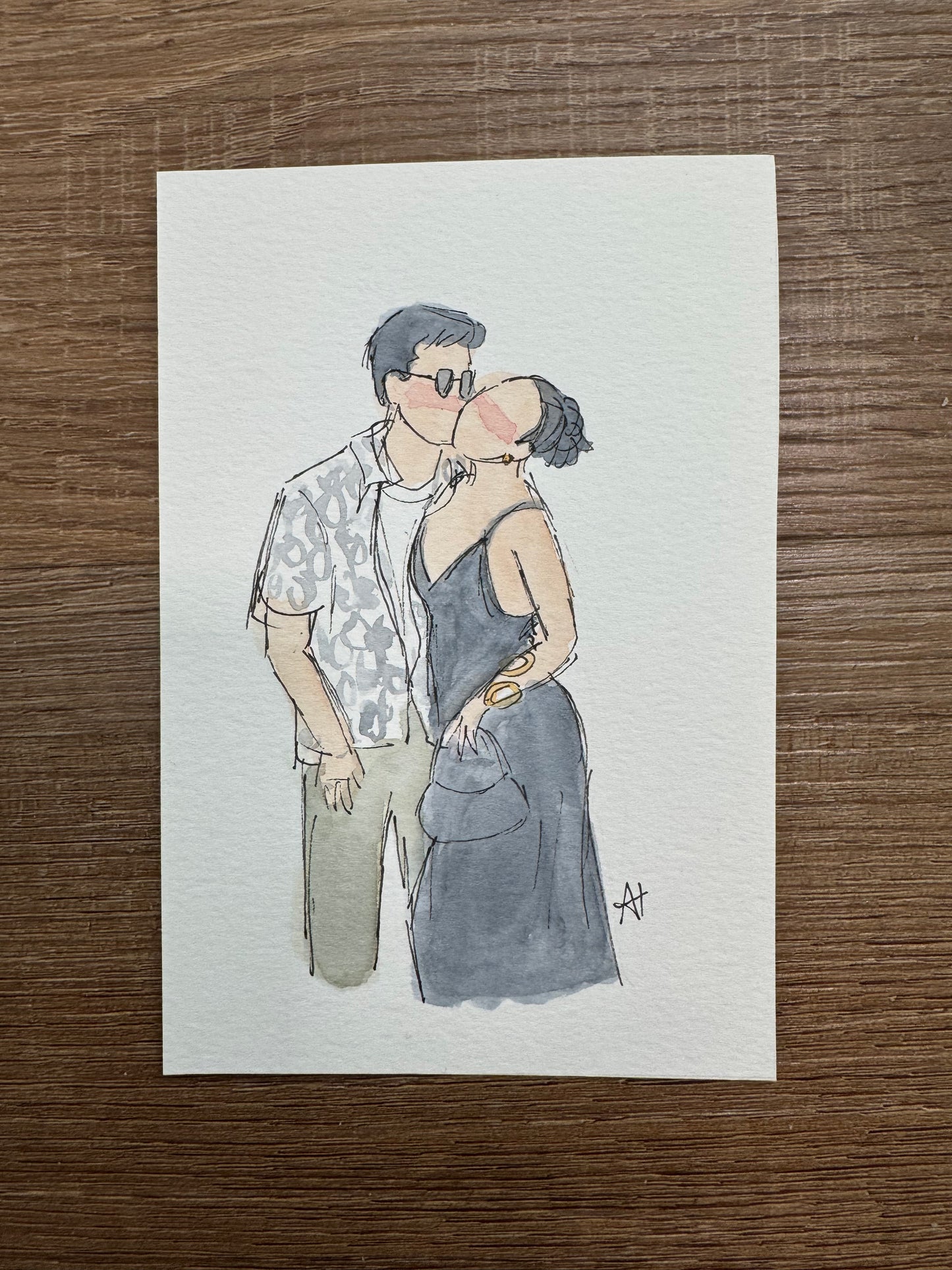 Minimalist (Faceless) Custom Watercolor Portraits