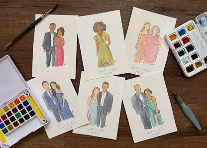Minimalist (Faceless) Custom Watercolor Portraits