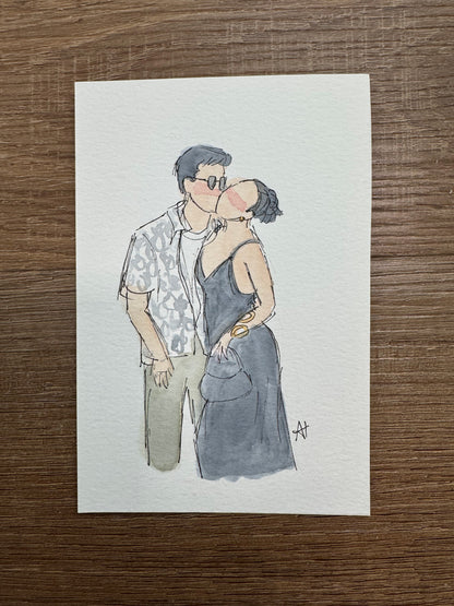 Minimalist (Faceless) Custom Watercolor Portraits