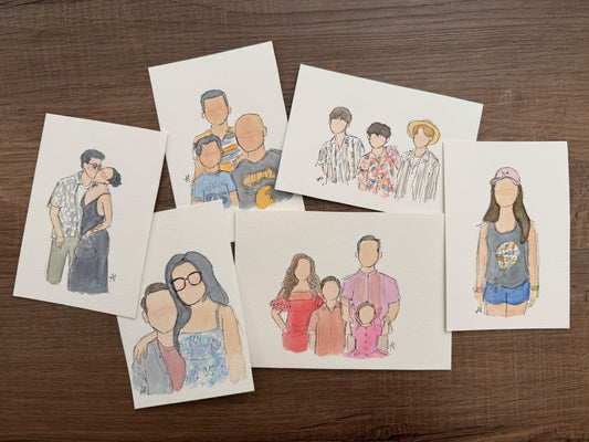 Minimalist (Faceless) Custom Watercolor Portraits